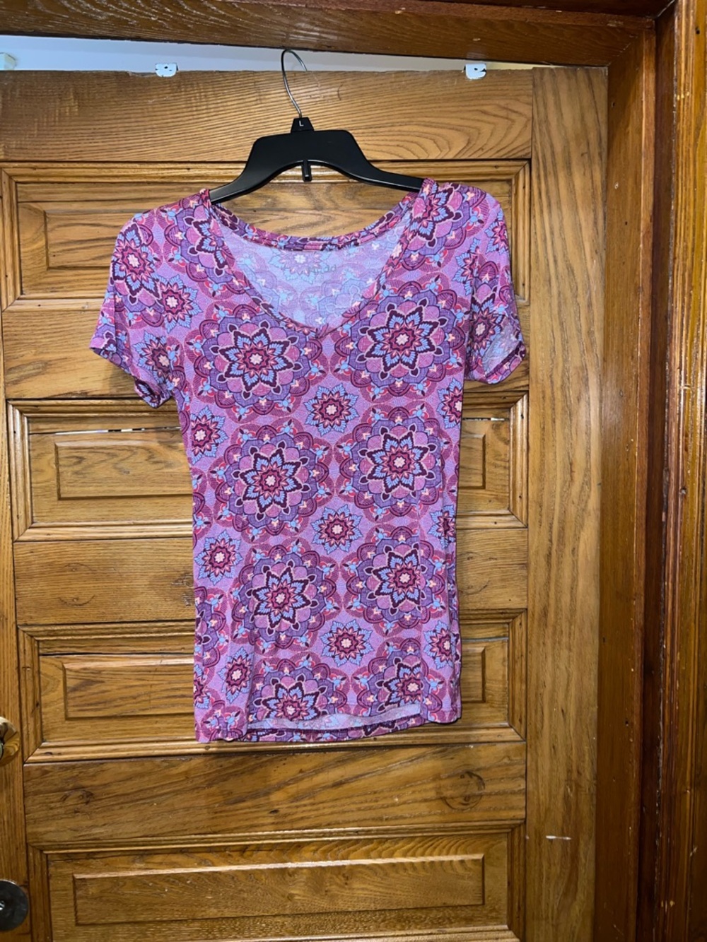 Floral Print V-Neck Short Sleeve Top in Pink